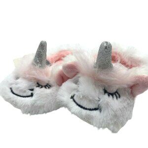 Cat & Jack infant/Toddler Plush Unicorn Slippers With Strap-White-Size 2T/3T-NWT